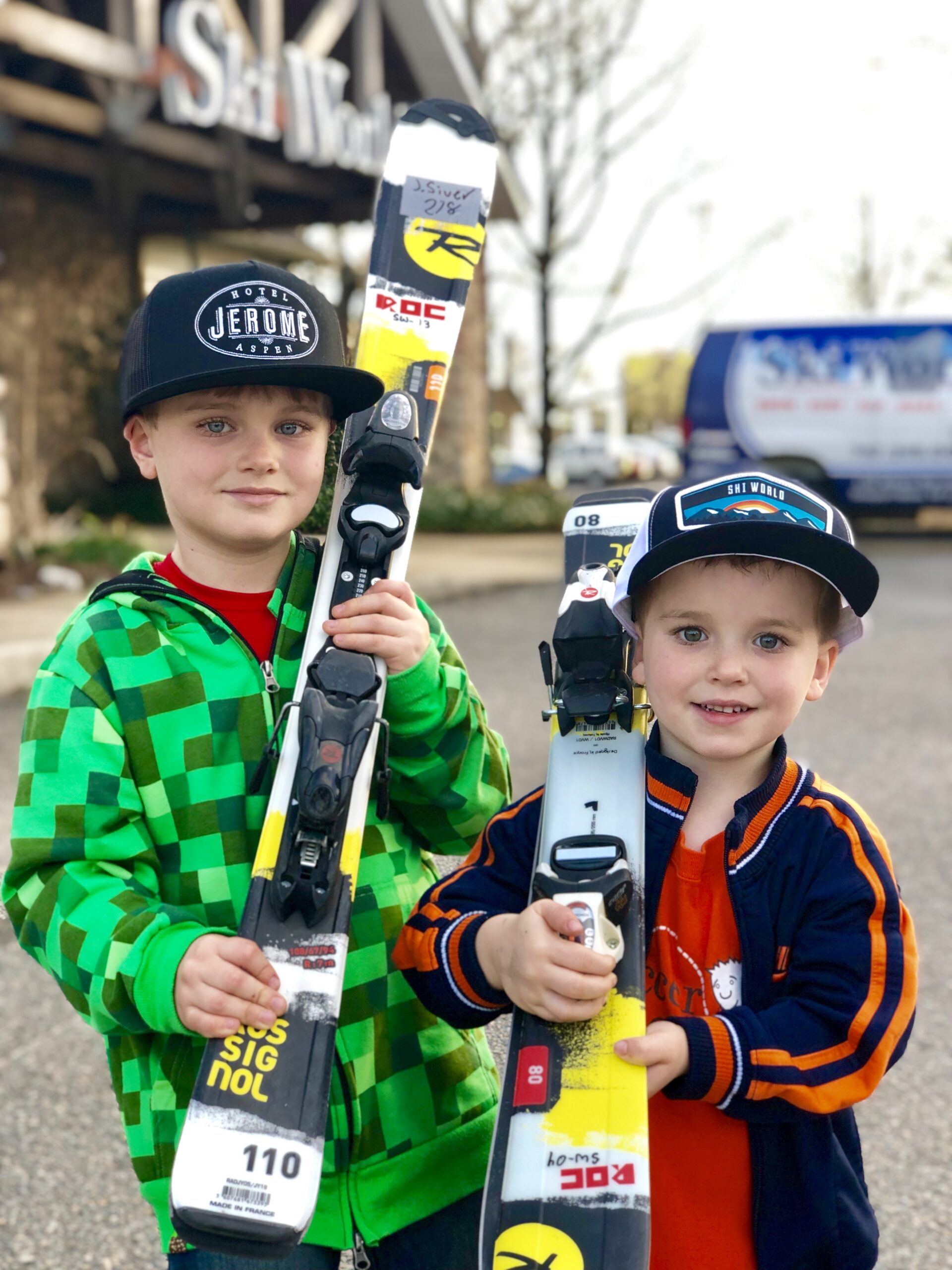The kids with their skis